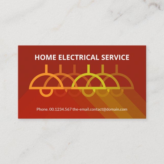 Dazzling Red Lampshade Lights Electrician Business Card (Front)