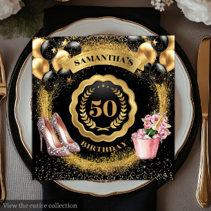 Dazzling Rose Gold Heels Napkins with Balloons