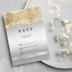 Dazzling silver and gold sparkle glitter RSVP Invitation