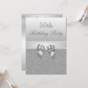 Dazzling Silver Birthday Party Invitation