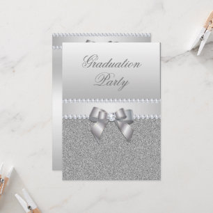 Dazzling Silver Graduation Party Invitation