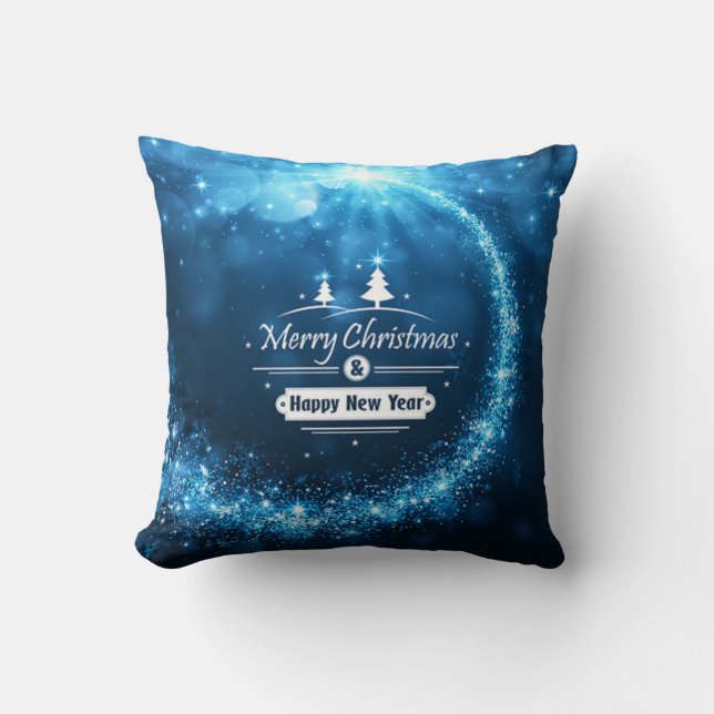 Dazzling Snowfall Christmas and New Year Throw Pillow (Front)
