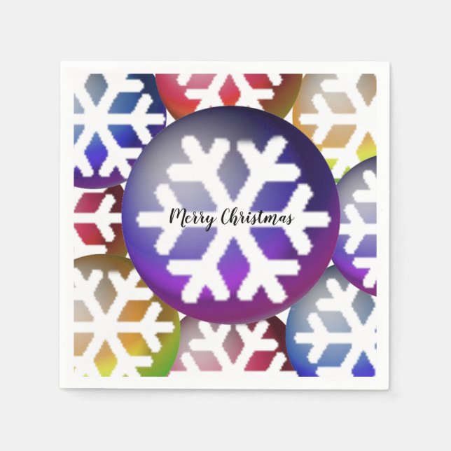 Dazzling Snowflakes Christmas Paper Napkins (Front)