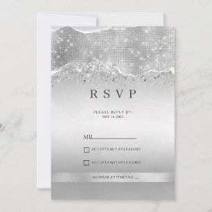 Dazzling sparkle silver glitter RSVP Invitation