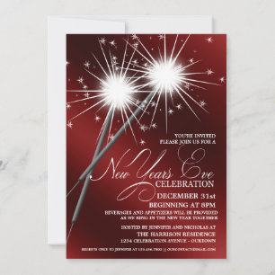 Dazzling Sparklers New Years Eve Party Invitations