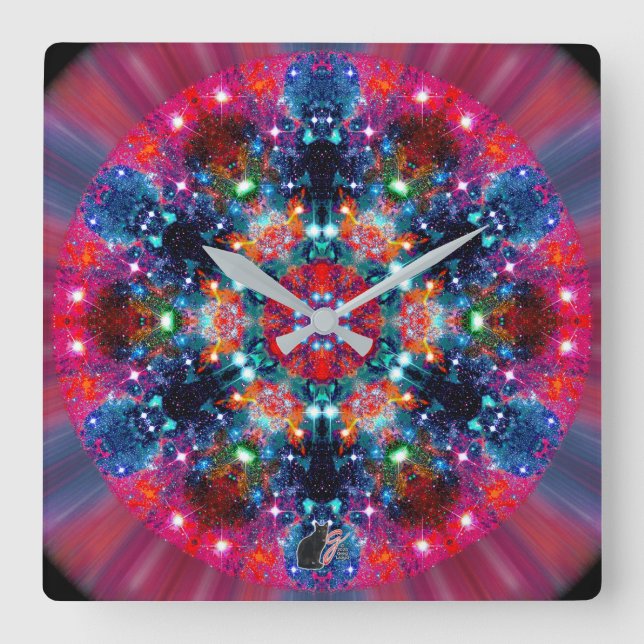 Dazzling Stellar Kaleid Square Wall Clock (Front)
