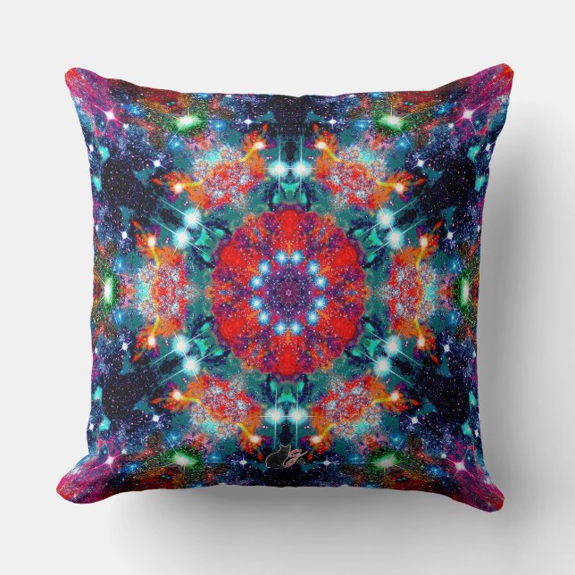 Dazzling Stellar Kaleid Throw Pillow (Front)