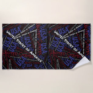 Dazzling USA Flag Colours Patriotic Beach Towel
