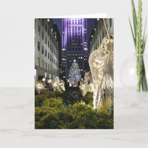 Dazzling View Rockefeller Plaza Christmas Time  Card
