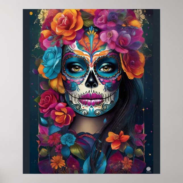 Dazzling Woman: Sugar Skull Makeup Art Poster (Front)