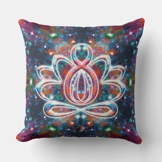 Dazzling Zen Lotus Throw Pillow (Front)