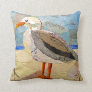 DB - seagull collage art Throw Pillow