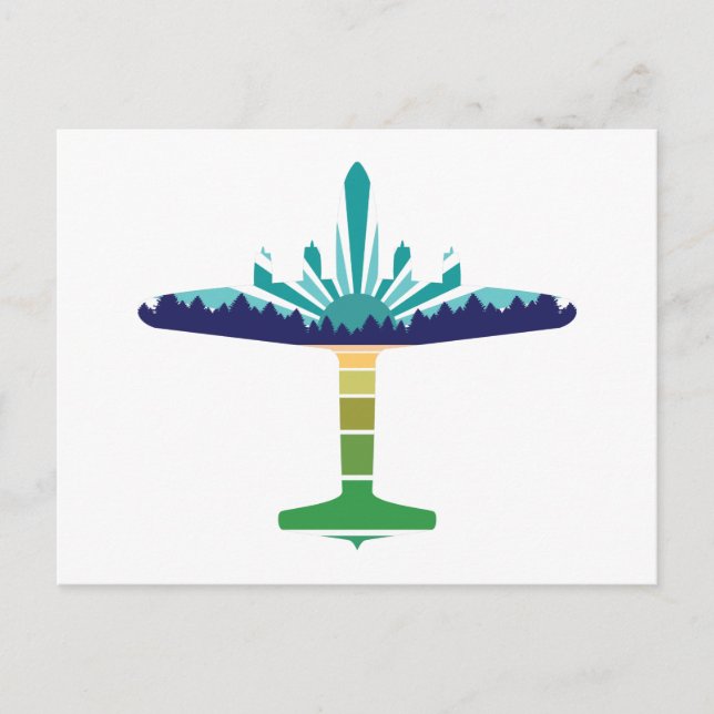 dc 6 airliner sunset postcard (Front)