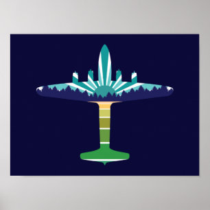 dc 6 airliner sunset poster