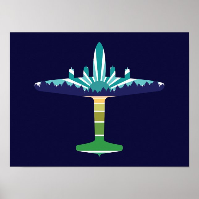 dc 6 airliner sunset poster (Front)