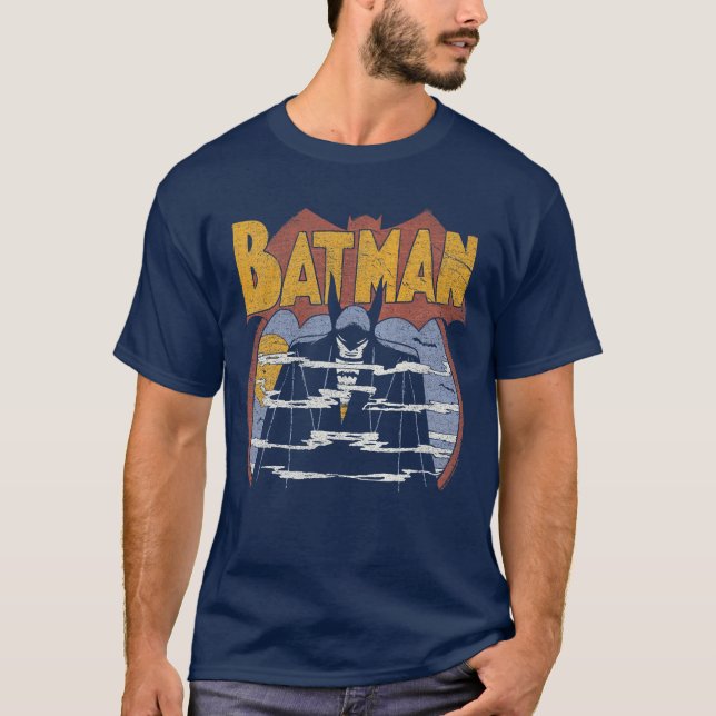 DC Comics Batman Foggy Unise Grey Small Short Slee T-Shirt (Front)