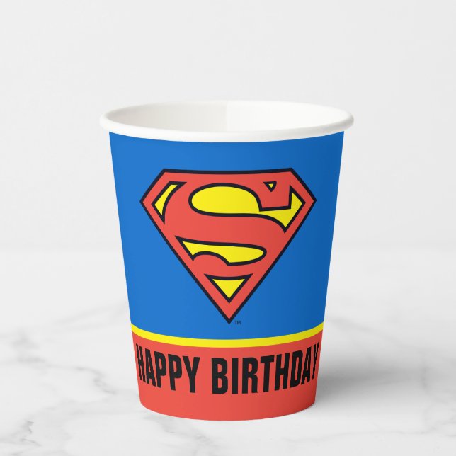 DC Comics | Superman Classic Logo - Birthday Paper Cups (Left)