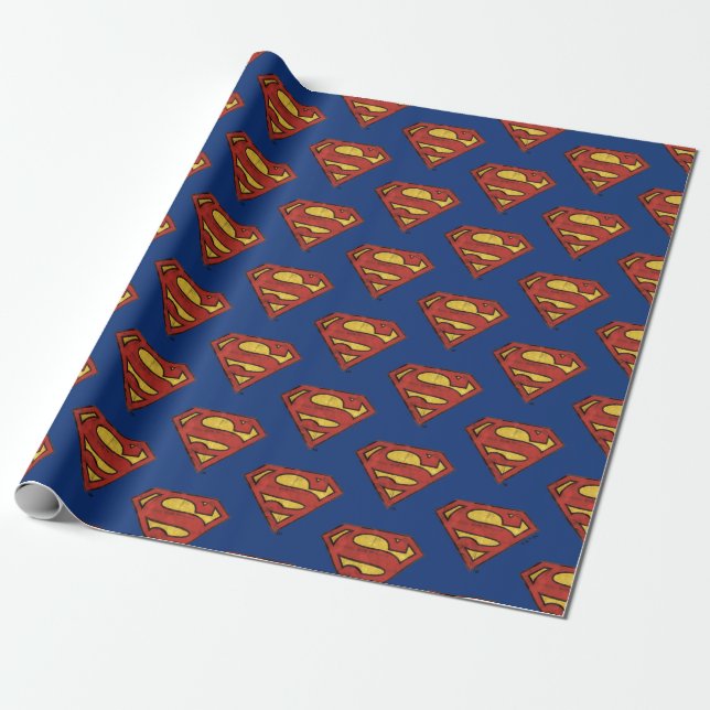 DC Comics | Superman | Grunge Black Logo Wrapping Paper (Unrolled)