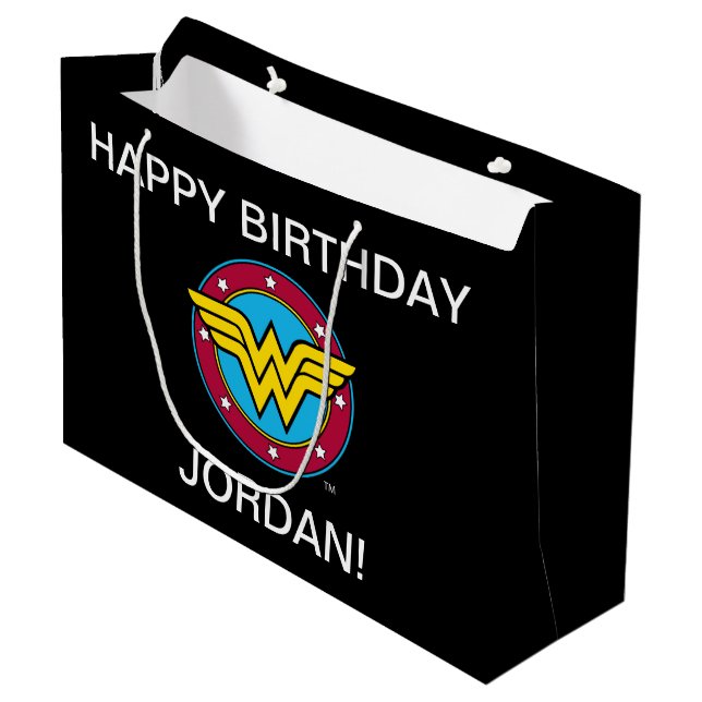 DC Comics | Wonder Woman Circle & Stars Logo Large Gift Bag (Front Angled)