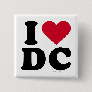 DC - I LOVE DC 2 INCH SQUARE BUTTON