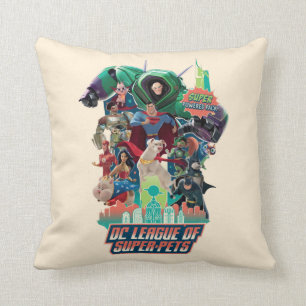 DC League of Super-Pets Battle for Metropolis Throw Pillow