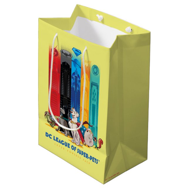 DC League of Super-Pets Metropolis Towers Medium Gift Bag (Front Angled)