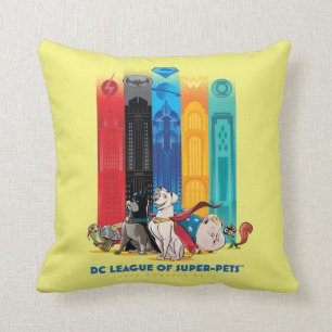 DC League of Super-Pets Metropolis Towers Throw Pillow
