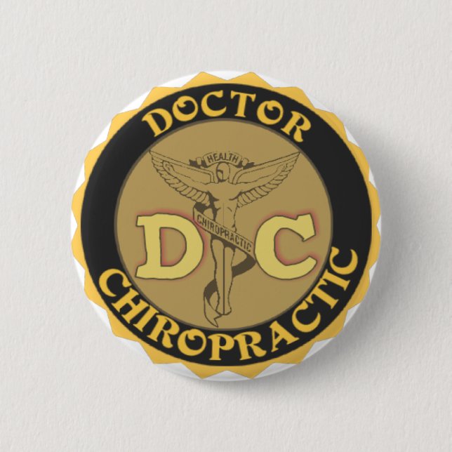 DC LOGO - DOCTOR CHIROPRACTIC CADUCEUS 2 INCH ROUND BUTTON (Front)