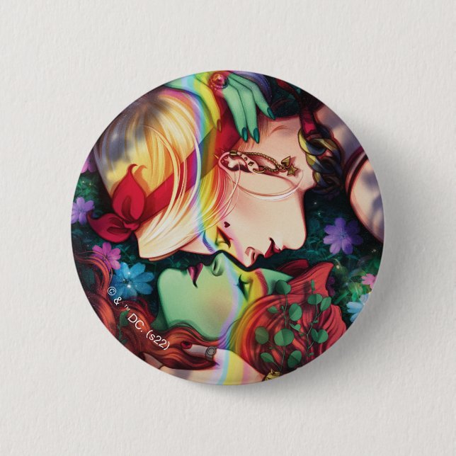 DC Pride Harley Quinn & Poison Ivy Comic Cover 2 Inch Round Button (Front)