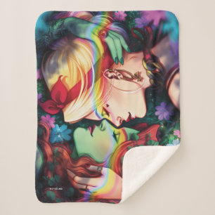 DC Pride Harley Quinn & Poison Ivy Comic Cover Sherpa Blanket