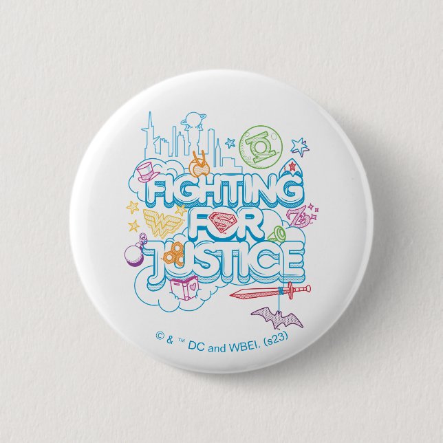 DC Super Hero Girls Fighting For Justice 2 Inch Round Button (Front)