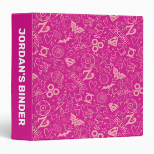 DC Super Hero Girls Pink Icon Pattern Binder