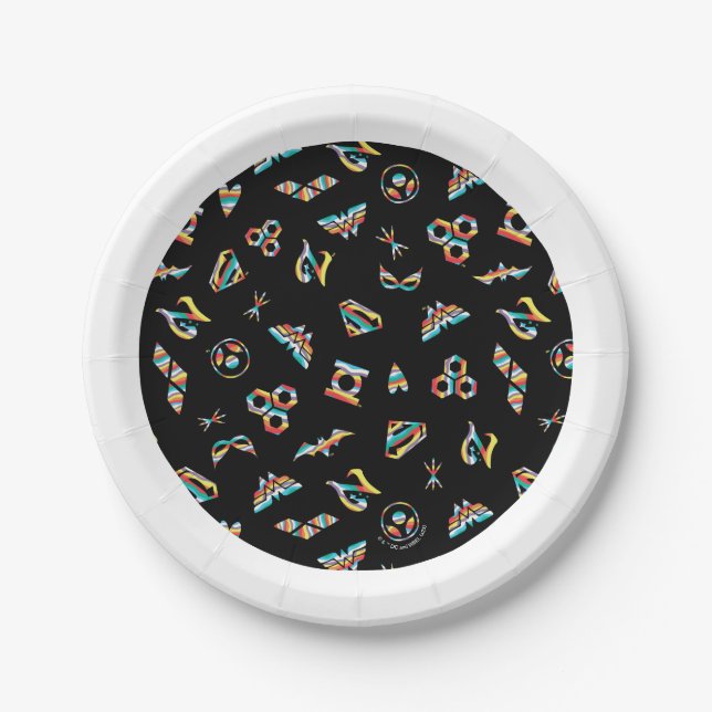 DC Super Hero Girls Rainbow Icon Pattern Paper Plate (Front)
