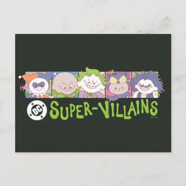DC Super-Villains Cartoon Lineup Postcard (Front)