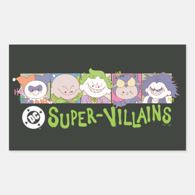 DC Super-Villains Cartoon Lineup Sticker (Front)