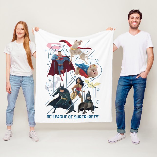 DC Trinity Heroes & Super-Pets Fleece Blanket (In Situ)