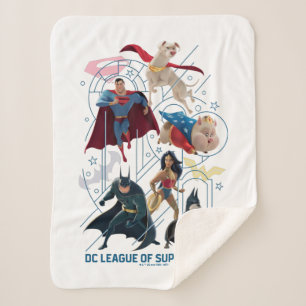 DC Trinity Heroes & Super-Pets Sherpa Blanket
