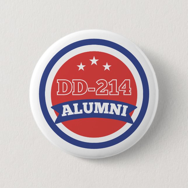 DD-214 Alumni Army Veteran Military Retirement 2 Inch Round Button (Front)