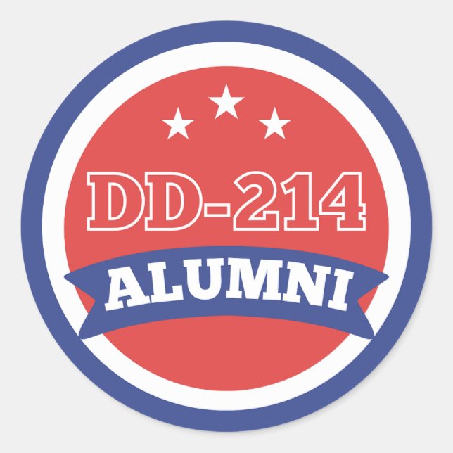 DD-214 Alumni Army Veteran Military Retirement Classic Round Sticker (Front)