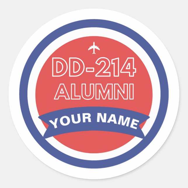 DD-214 Alumni Personalized Airforce Retirement  Classic Round Sticker (Front)