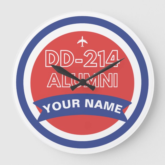 DD-214 Alumni Personalized Airforce Retirement  Large Clock (Front)