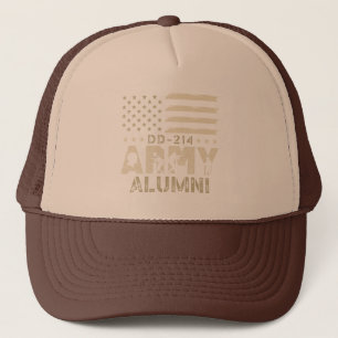 DD-214 Army Alumni Military US Flag Veteran Trucker Hat