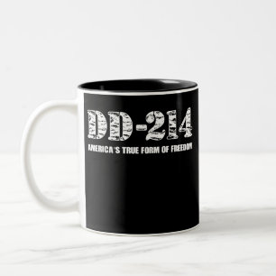 DD-214 Freedom Design for Men and Women Veterans Two-Tone Coffee Mug