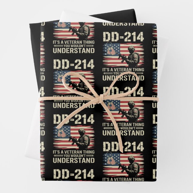 DD-214 Its A Veteran Thing You Wouldn't Understand Wrapping Paper Sheet (In situ)