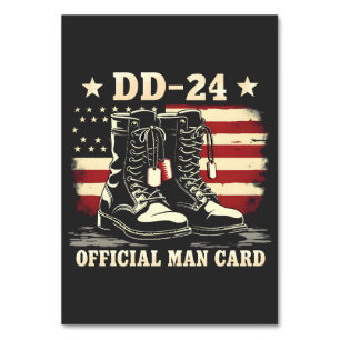 DD 24 Official Man Card American Veteran Day Flag