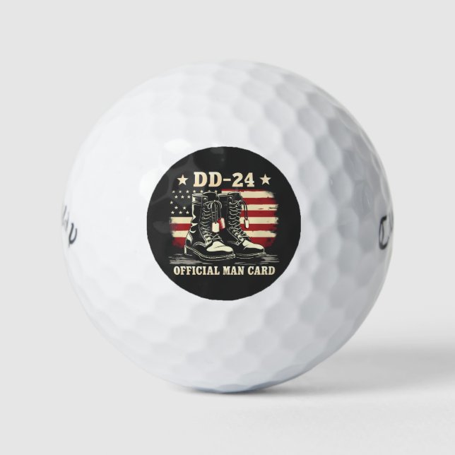DD 24 Official Man Card American Veteran Day Flag Golf Balls (Front)