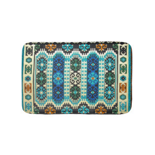 De Bain Tapis Persan Turc Oriental Bleu Vert