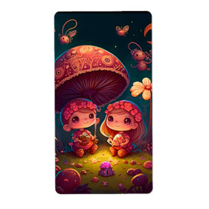 De beaux elfes mignons jouent sous les champignons