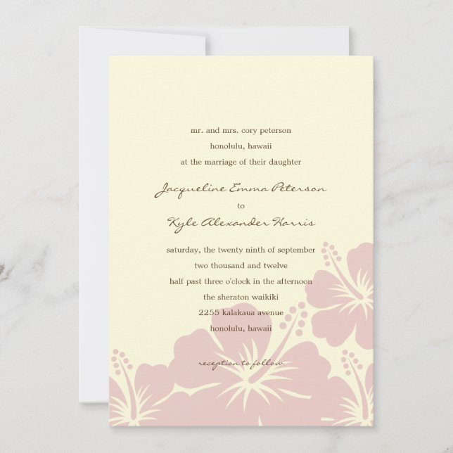 De Belles Invitations De Mariage Hibiscus (Roses) (Devant)