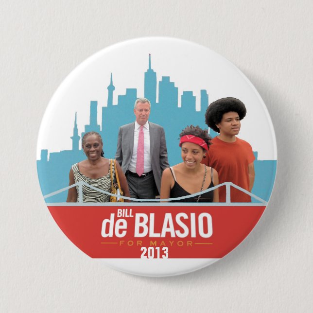 De Blasio for Mayor 3 Inch Round Button (Front)